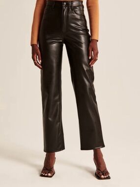 Abercrombie & Fitch “The Ankle Straight Ultra High Rise” Faux Leather Pants